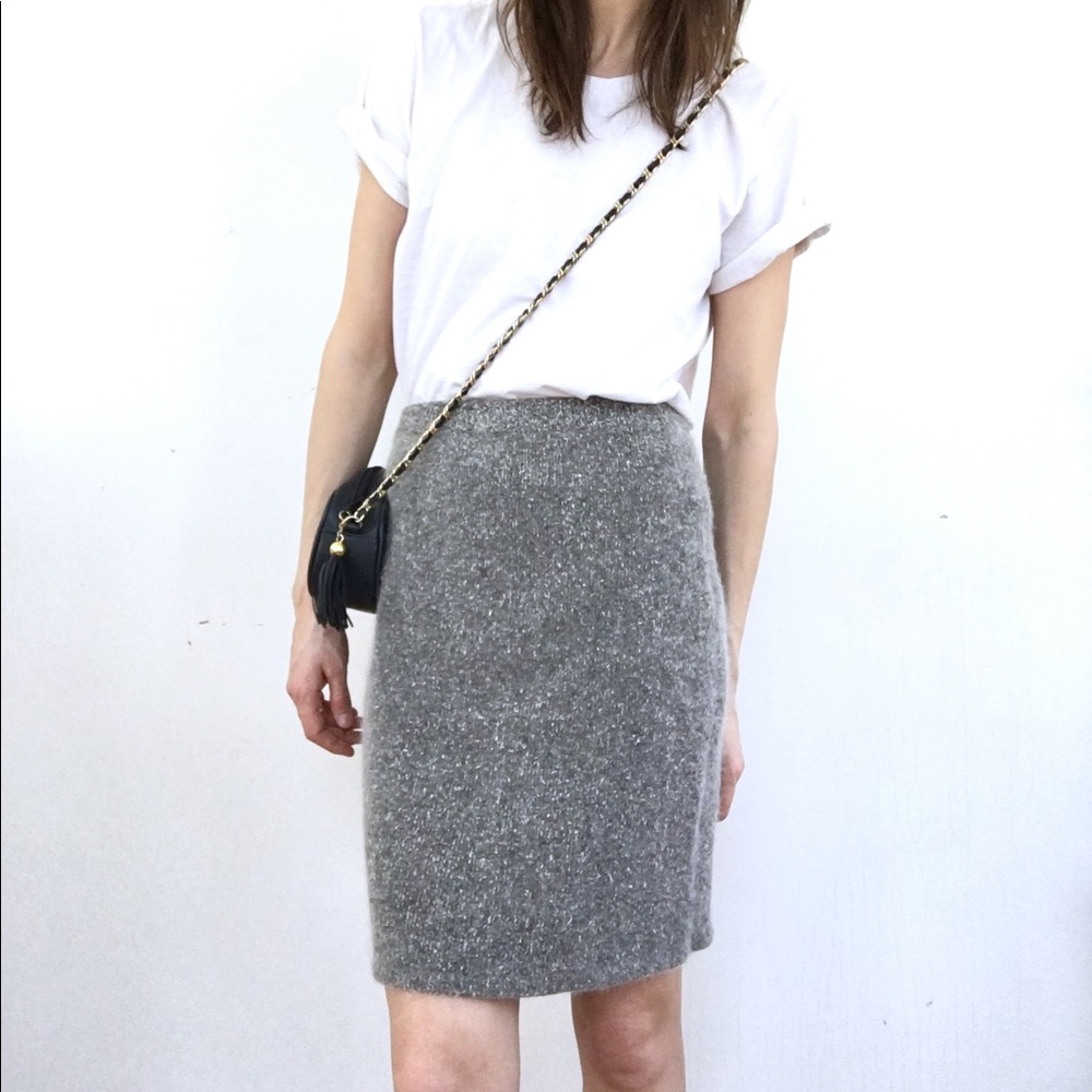Vintage silk & angora pencil skirt